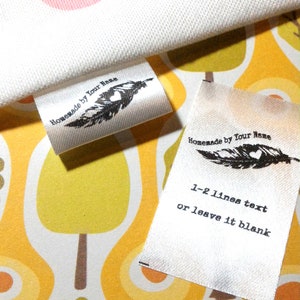 Personalized Sewing Labels With Feathers organic Tags, Cotton for