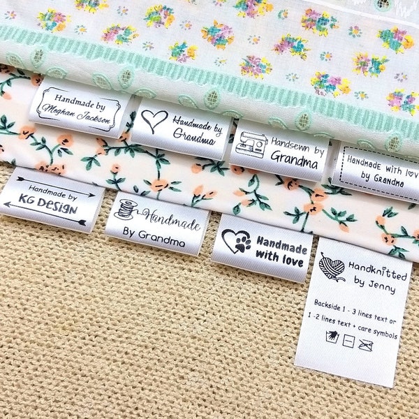 100-1000pcs Personalized Fabric label Custom logo Clothing label sewing label sew on fold over label name tag silky clothing tag Size B