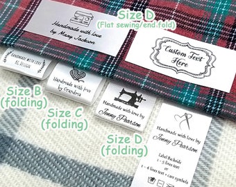 100-1000pcs Personalized Fabric label Custom logo Clothing label hanging sewing label sew on fold over label name tag silky clothing tag