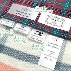 100-1000pcs Personalized Fabric label Custom logo Clothing label hanging sewing label sew on fold over label name tag silky clothing tag