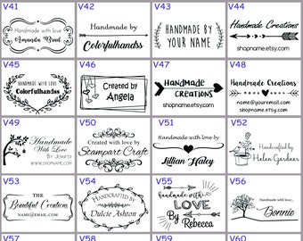 Handgefertigt von Stempel, handgefertigt mit Liebe von , 40+ Designs, erstellt von, Geschäftsstempel, selbstfärbender individueller Stempel, personalisierter Namensstempel