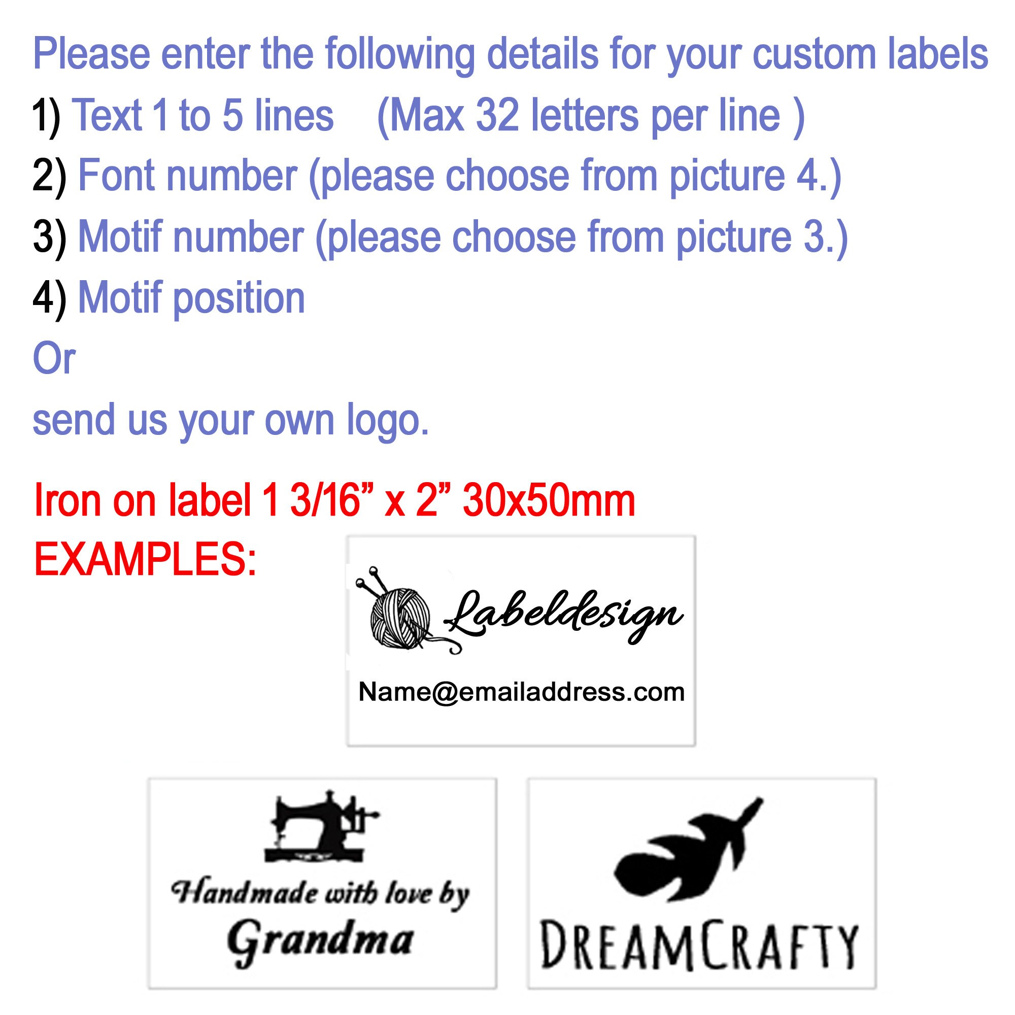 Iron On Labels, Custom Image (Qty. 100)