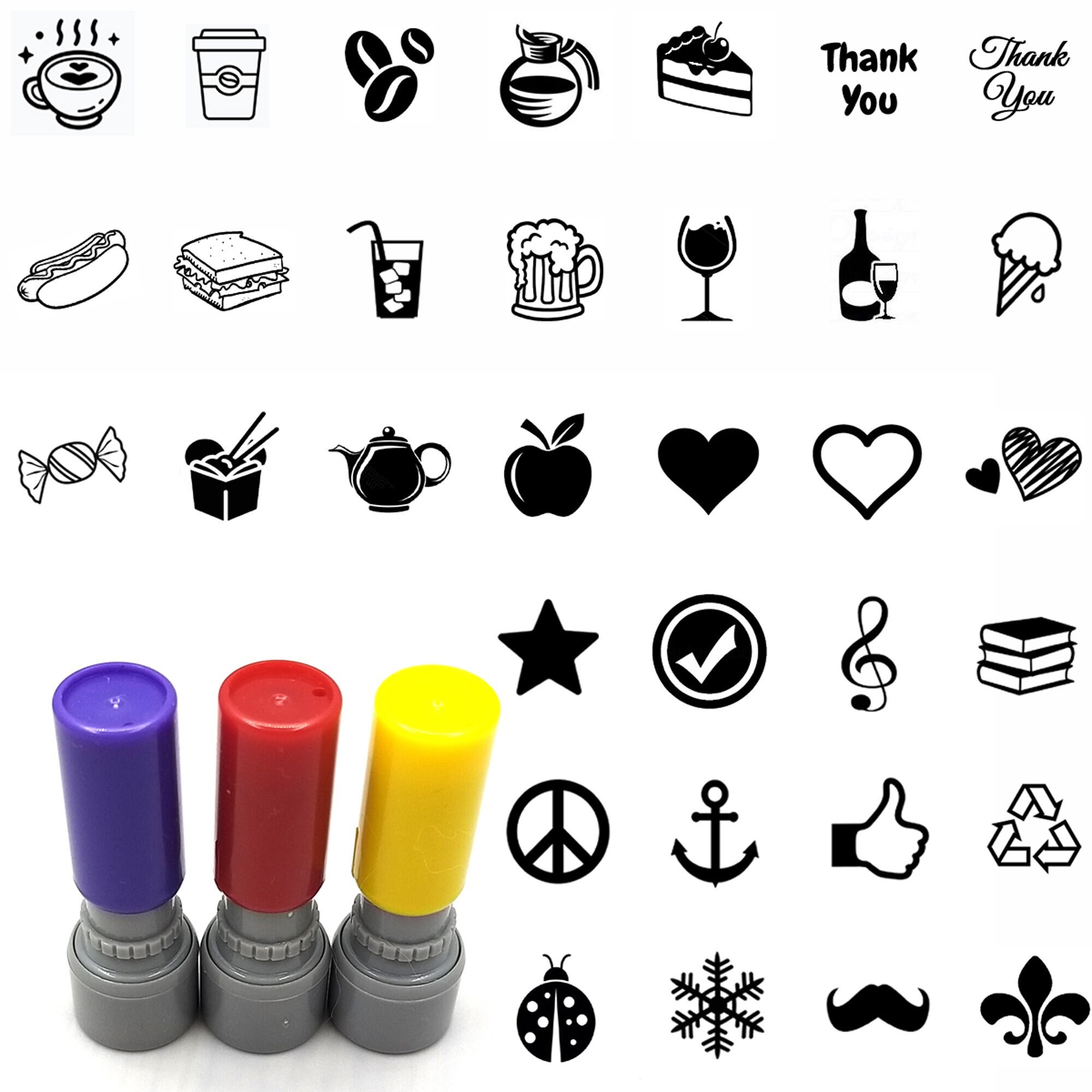 Set of 3 Pcs Loyalty Card Stamp You Pick Image Ink Color - Etsy