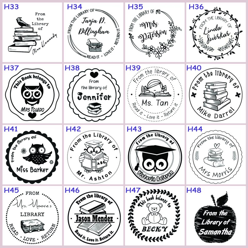 From the Library of Stamp Book Stamp Custom Self Inking Etsy
