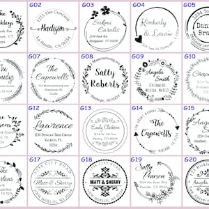 Custom self inking stamp, Personalized Address stamp, wedding stamp, Return Address stamp, Round name stamp, Flower border pre ink stamp GA