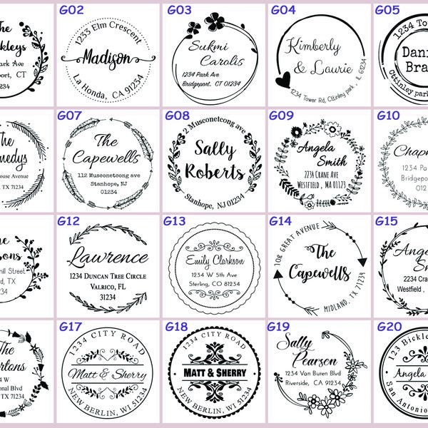 Custom self inking stamp, Personalized Address stamp, wedding stamp, Return Address stamp, Round name stamp, Flower border pre ink stamp GA