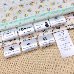 100-1000pcs Personalized Fabric label Custom logo Clothing label sewing label sew on fold over label name tag silky clothing tag Size C image 1