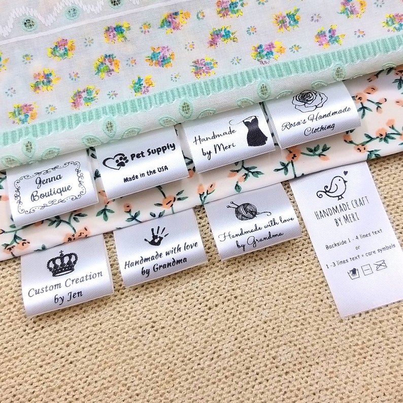 100-1000pcs Personalized Fabric label Custom logo Clothing label sewing label sew on fold over label name tag silky clothing tag Size C image 1