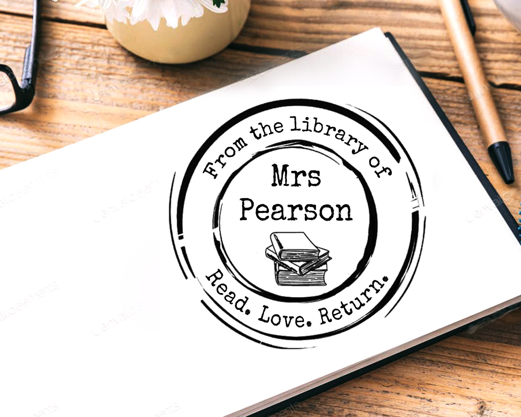 Library stamp Custom self inking stamp from the library of Etsy