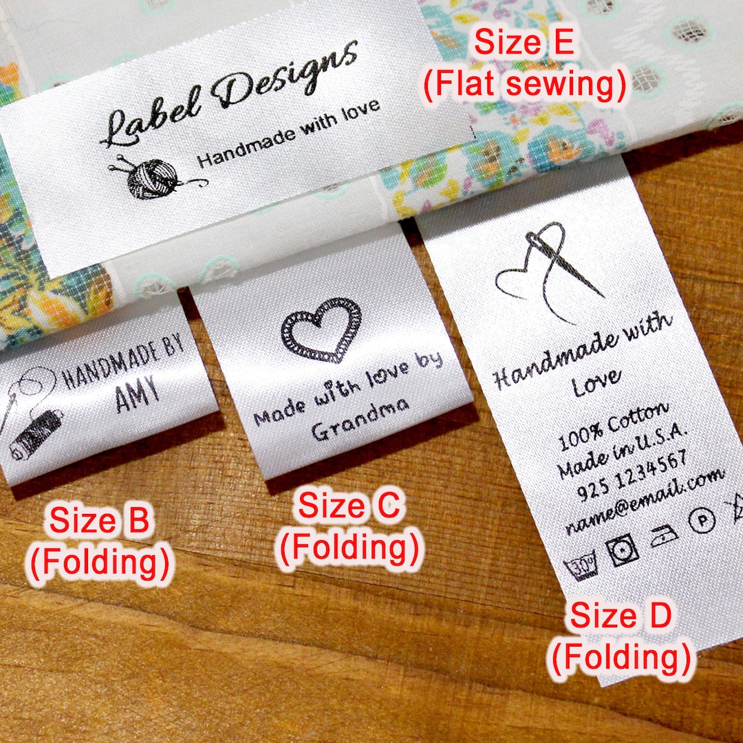 Personalised Custom Handmade Flat Folded Sew In Ribbon Fabric Clothes Labels