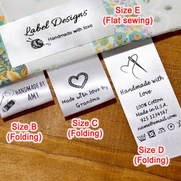 100pcs Personalized Fabric label Custom logo Clothing label hanging sewing label sew on fold over label name tag white silky washcaretag