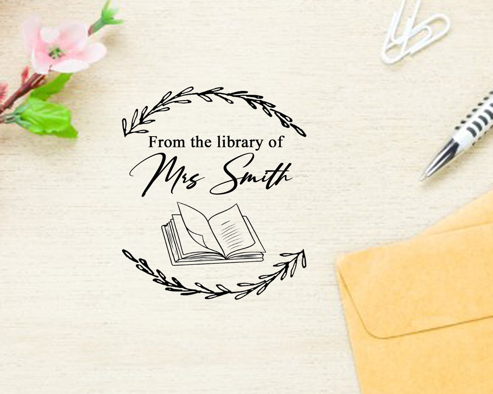 Book stamp teacher stamps Custom self inking stamp Etsy