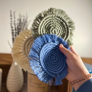 Macrame Coaster | Handmade Fringe Coaster | Boho Decor | Coffee Table Accessories