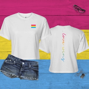 Pan Pride Flag Crop Top, Love is Love Crop, Pansexual Light-Weight Top, Love Wins, LGBTQ Thin Crop, Pan Pride Month Crop, Parade Crop Top