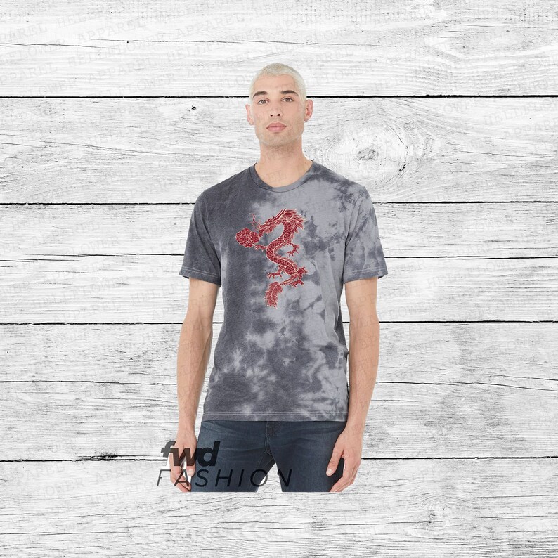 Tie Dye Red Dragon T-Shirt – Japanese Kanji Graphic Tee image 6