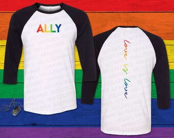 Ally Unisex Raglan Baseball Tee, Love Wins Baseball Tee, Light-Weight Baseball Tee, Soft Pride Month Baseball Tee, Ally Minimalist Tee