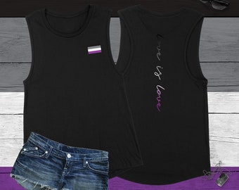 Asexual Pride Flag Women's Muscle Tank Top, Love is Love
