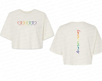 LGBTQ Pride Hearts Crop Tee, Love Wins Summer Top