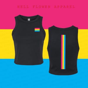 Pansexual Pride Flag Racer Tank, Love is Love Aesthetic, Stretch Fit Micro Rib Top, Pride Month Summer Parade Pan Love Wins Baby Tee