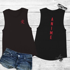 Anime Muscle Tank Top: Japanese Love Art, Minimalist Design