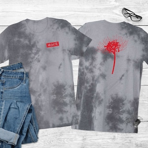 Tie Dye Spider Lily Shirt, Japanese Red Hell Flower Unisex Tee