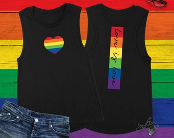 Gay Pride Flag Muscle Tank Top, Gay Pride, Love is Love Tank, Rainbow Pride Flag Tank Top, Women's Muscle Tank Top, Rainbow Muscle Tank Top