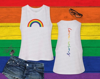 Rainbow Pride Racerback Tank, Love Wins Cropped Top, LGBTQ Apparel