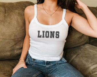 Custom Glitter Football Spaghetti Strap Tank, College Stretch Fit Game Apparel Baby Tee