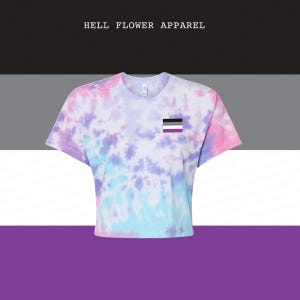 Asexual Flag Tie Dye Crop Top, LGBTQIA Hearts Parade Tee