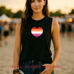 Lesbian Heart Flag Unisex Muscle Tank, Love is Love Aesthetic Top, LGBT Gym Muscle Tank, Pride Month Love Wins Summer Parade Jersey Tank