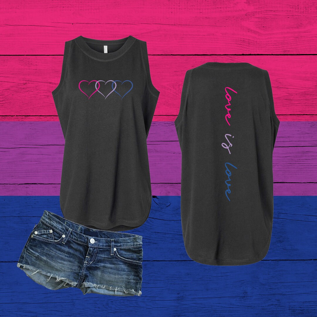 Bisexual Three Hearts Relaxed Fine Jersey Tank, Women's Love Wins Top