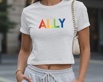 Ally Pride Crop Top, Rainbow LGBTQ+ Pride Month Tee