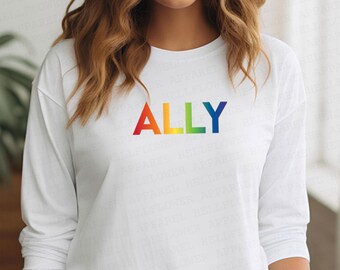 Ally Pride Rainbow Long Sleeve Tee, Love Wins,  LGBTQ Unisex Shirt