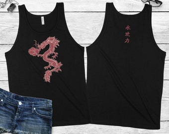 Japanese Dragon Unisex Tank Top, Streetwear Fashion
