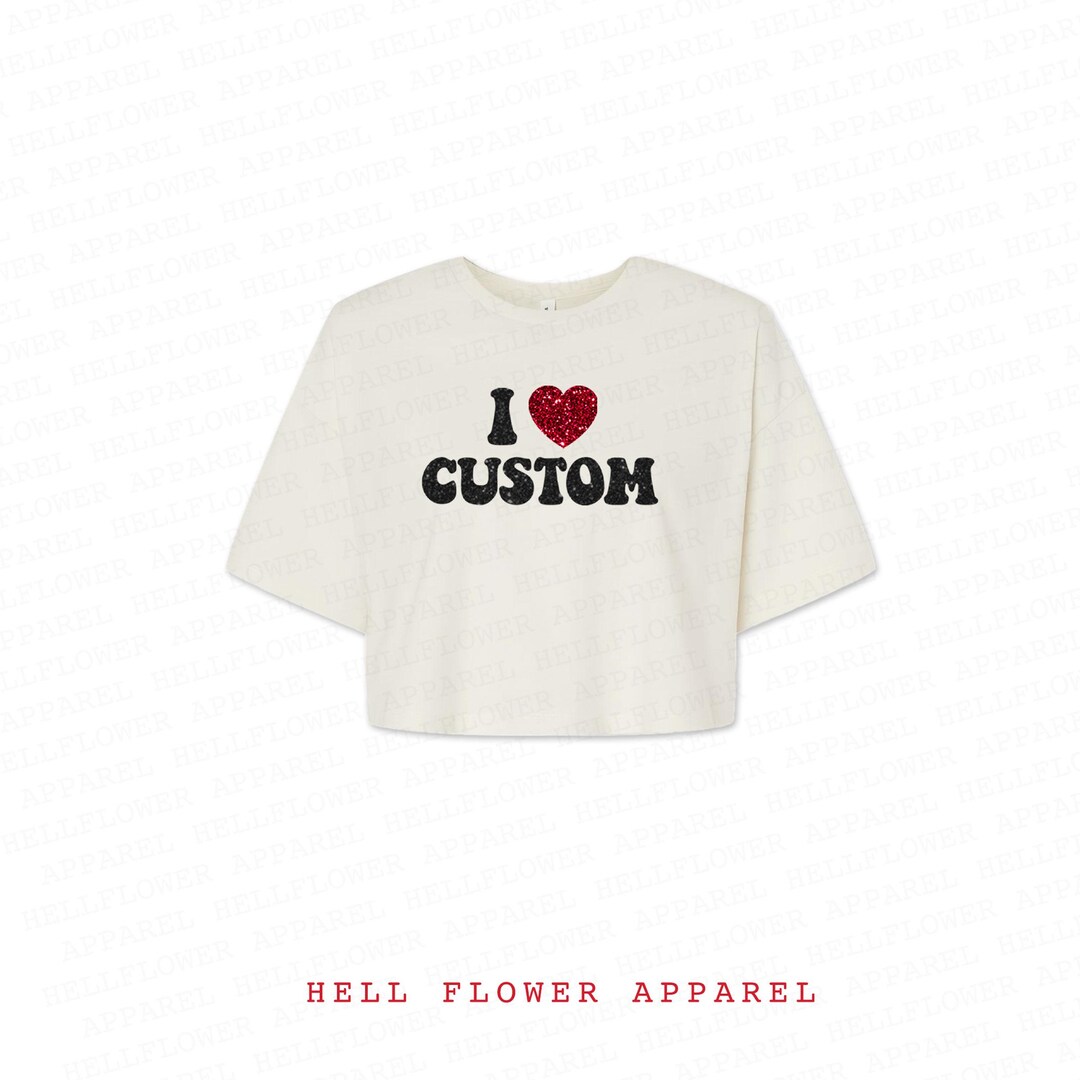 HTH、Glitter Heart Logo Cropped Tee Heart - Ladies T Shirt Glitter Heart, 100% Cotton Sparkle