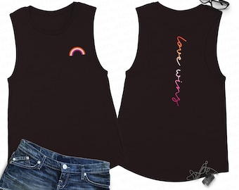 Lesbian Rainbow Muscle Tank, Women's LGBT Love Wins Summer Top