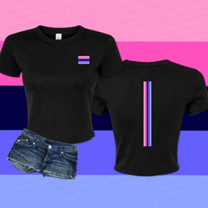 Omni Pride Flag Baby Tee, Women&#39;s Stertch Fit Micro Ribbed Top