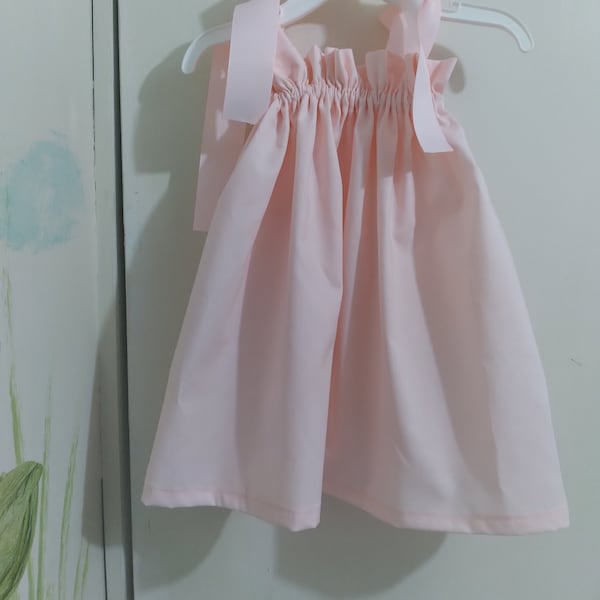 Sweet and simple - pretty in pink !  Blush pink dress with ribbon shoulder ties - 15.99  Dress only