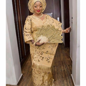 Gold Lacercut Nigerian Wedding Dress. Mother of the Bride and Groom Outfit. African Wedding Suit. Etsy UK