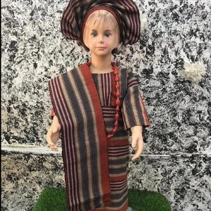 Conjuntos ASOOKE para niñas. Atuendo africano para niños. Traje africano de 1er y 2º cumpleaños. Asooke iro y buba con AUTOGELE para niñas.