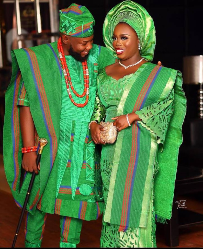 Nigerian Traditional Wedding Suit for Bride and Groom. Green Etsy