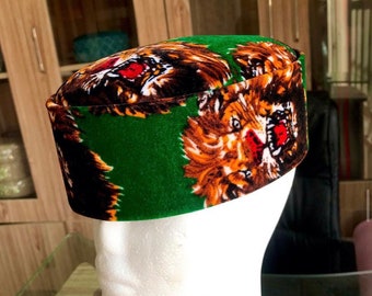 Green isiagu Igbo cap. Lion head hat. Nigerian wedding hat. African men’s cap. Igbo groom hat. Isiagu wedding cap