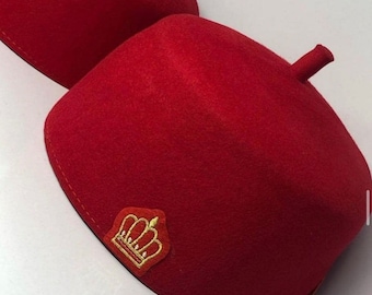 Red Igbo cap. Chief cap for men. Nigerian wedding hat for groom and groomsmen. Round caps for men. Red African hat