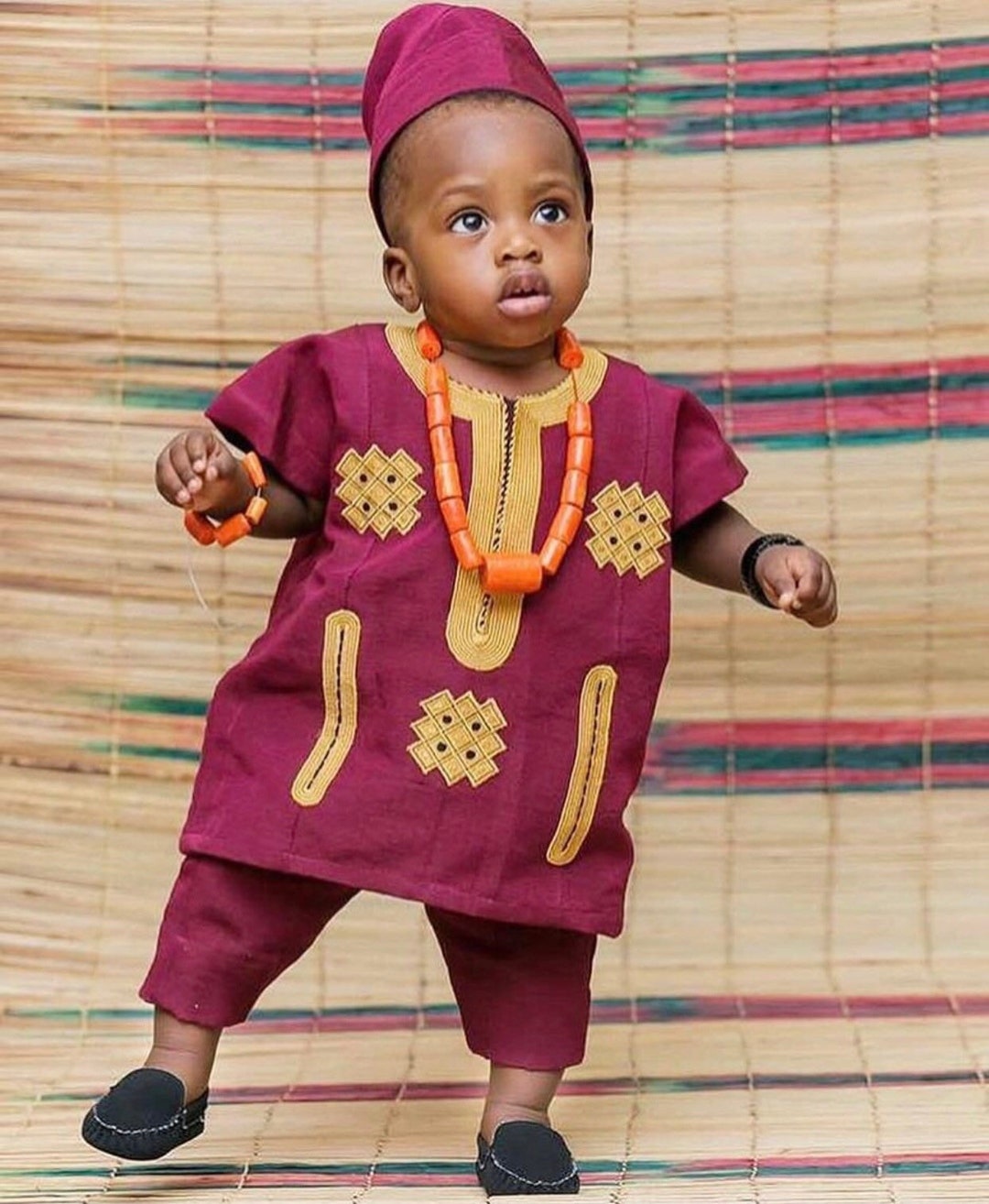 Asooke Attire for Baby Boys. 1st Birthday African Party Suit. African