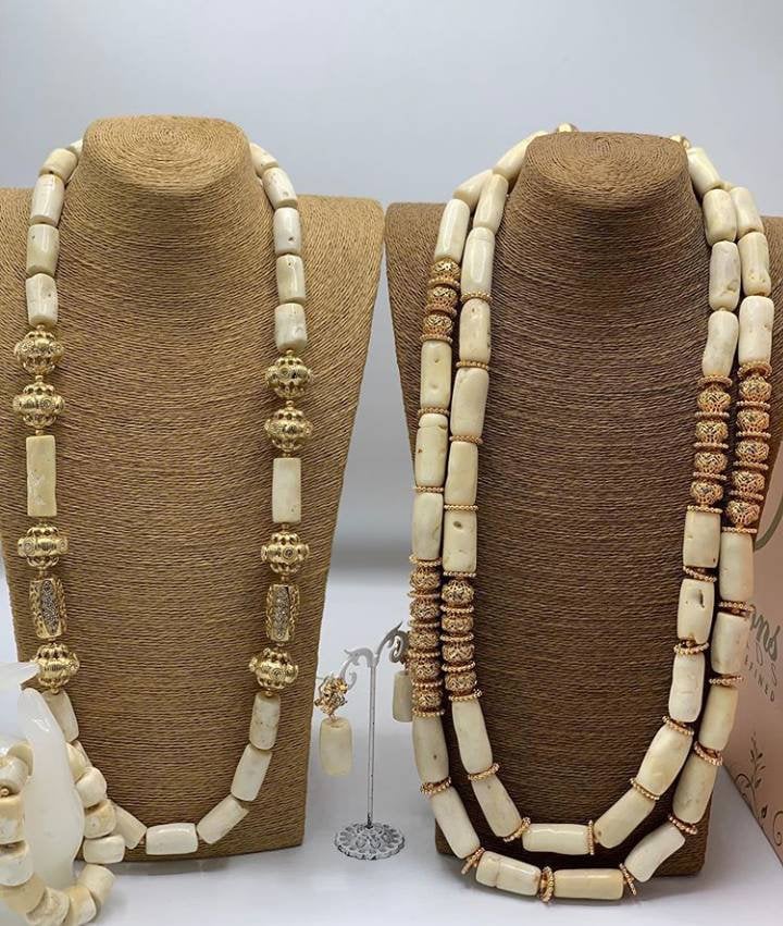 White coral bead best sale necklace