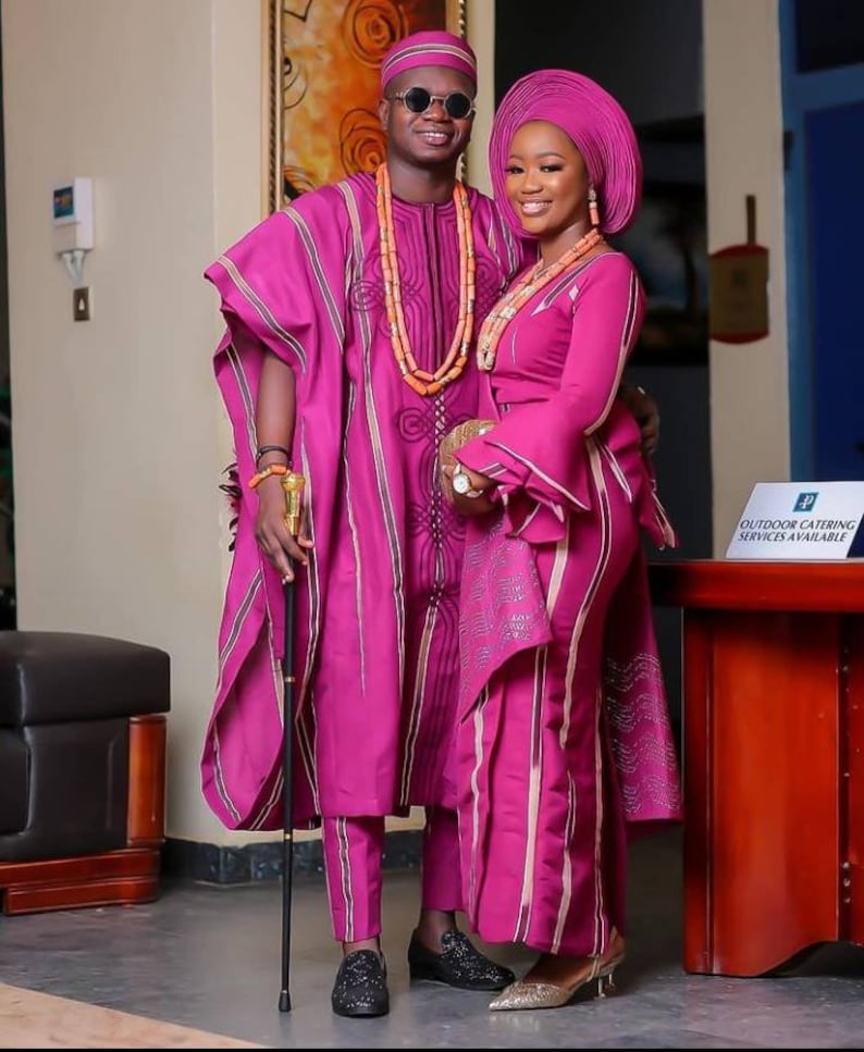 Magenta Alari Couple Asooke/traditional Wedding Dress/magenta - Etsy