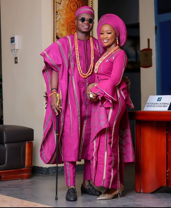 Magenta Alari Couple Asooke/traditional Wedding Dress/magenta Pink ...