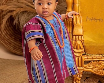 Asooke for baby boys first birthday/kids first birthday traditional attire/African clothing/African kids wear. Nigerian attire for boys