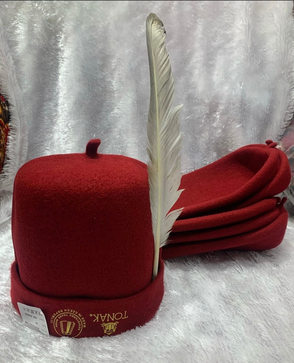 Red Igbo Cap. Chief Cap for Men. Nigerian Wedding Hat for Groom. Round Caps for Men. Original Tonak Onowu Rex Cap. Igbo Cap with Feathers