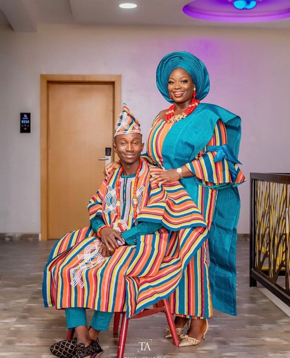 Peach traditional shop wedding attire